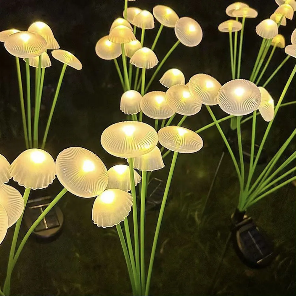 Solar Garden Lights Dual Mode LED Solar Mushroom Lights Waterproof Decor Yard Patio Pathway Jellyfish for Garden Ambiance