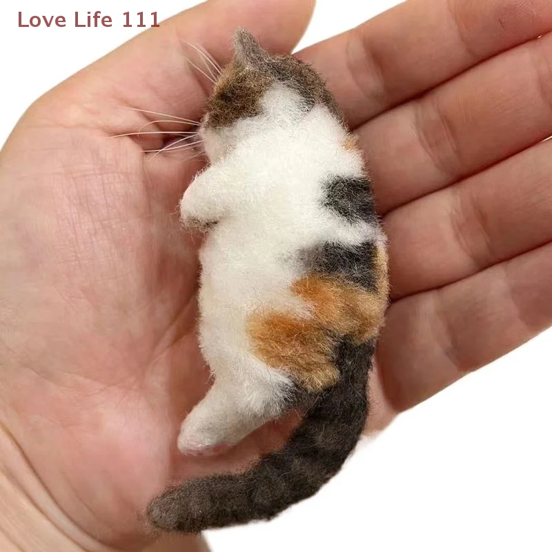 New Sheep Felt Poke Cat Handmade Material Bag For Beginner Diy Wool Needle Felting Simulation Creative Animal Gifts